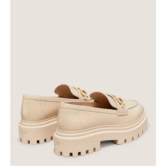 STUART WEITZMAN NEW Chunky Cream and Gold Platform Loafers - Picture 2 of 7